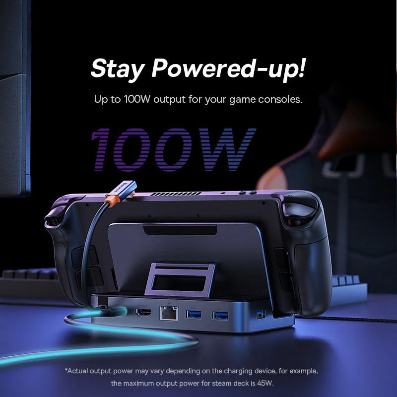Baseus USB C Docking Station for Steam Deck Nintend Switch Game Type C to HDMI 4K@60Hz RJ45 PD 100W USB 3.0 6-in-1 Type C Hub