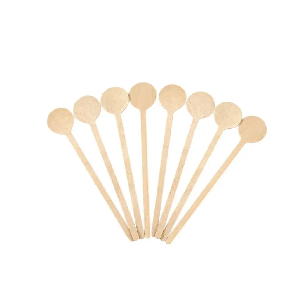 100 Pcs Wooden Coffee Stirrer Sticks Round Head Biodegradable Hot/Cold Drinking Stir Popsicle Disposable Coffee Swizzle Stick