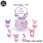 Butterfly Birthday Party Decoration Disposable Party Plates Cup Napkin Tablecloth Butterfly Knìfe Birthday Decoration Baby Showe