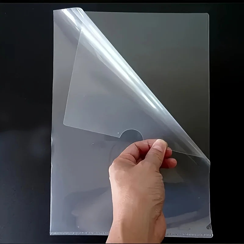 10pcs A4 Transparent L-Shaped File Folders - Waterproof and Durable PP Document Bags for Office Organization and Reusable