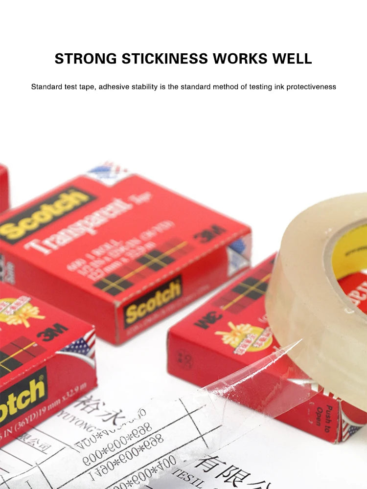 3M 600 Advanced Transparent Tapes 12.7/19mm X 32.9M Traceless Pack Tape Packing Adhesive Tape for Industrial Adhesion Detection