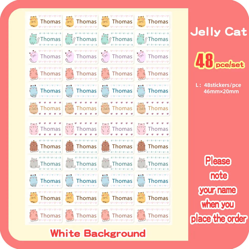 Custom Name Sticker for Kids School Clothes Waterproof Iron on Clothing Tags Transparent Label Personalized Child Washi Stickers