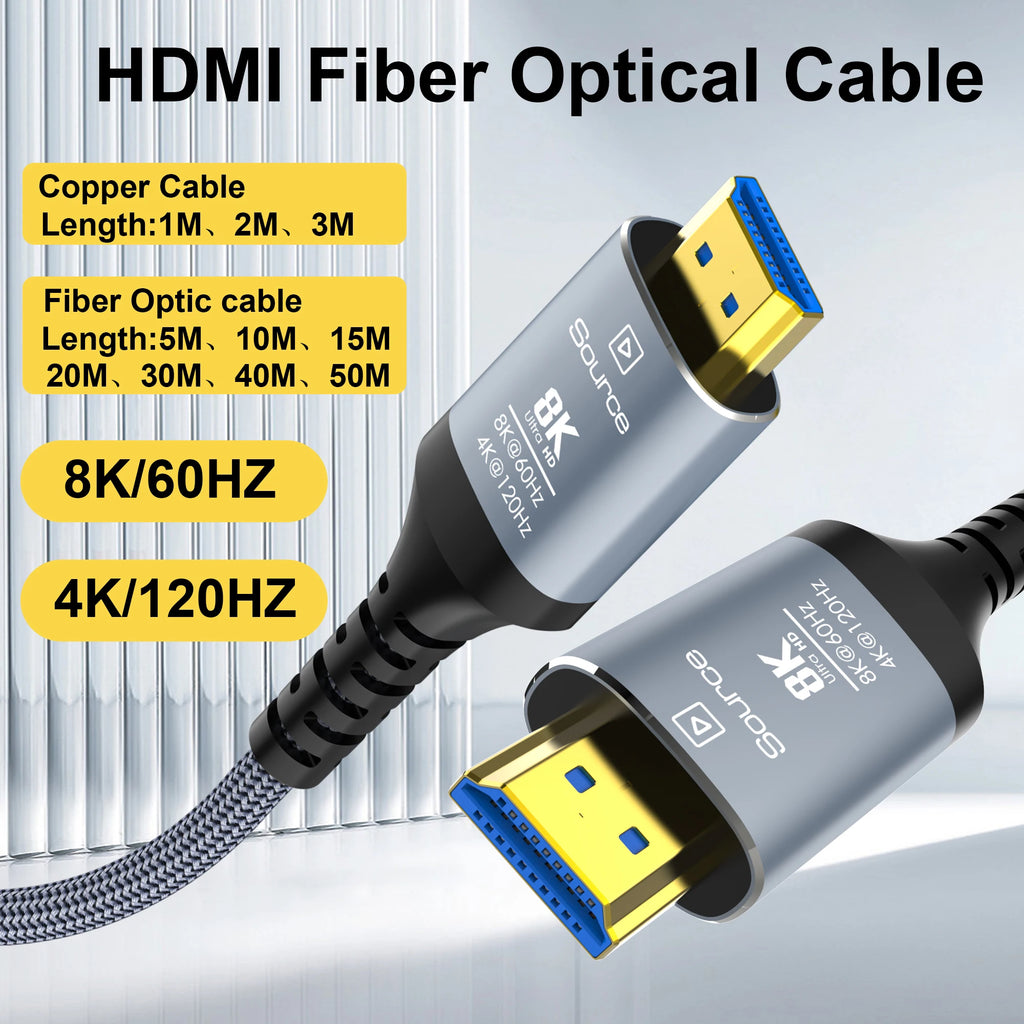 8K HDMI Fiber Optic Cable 8K60Hz 4K120 HDMI 2.1 Cable  Dynamic HDR/eARC/HDCP 2.3 Compatible with LG Samsung Sony TV/PS5/Blu-ray