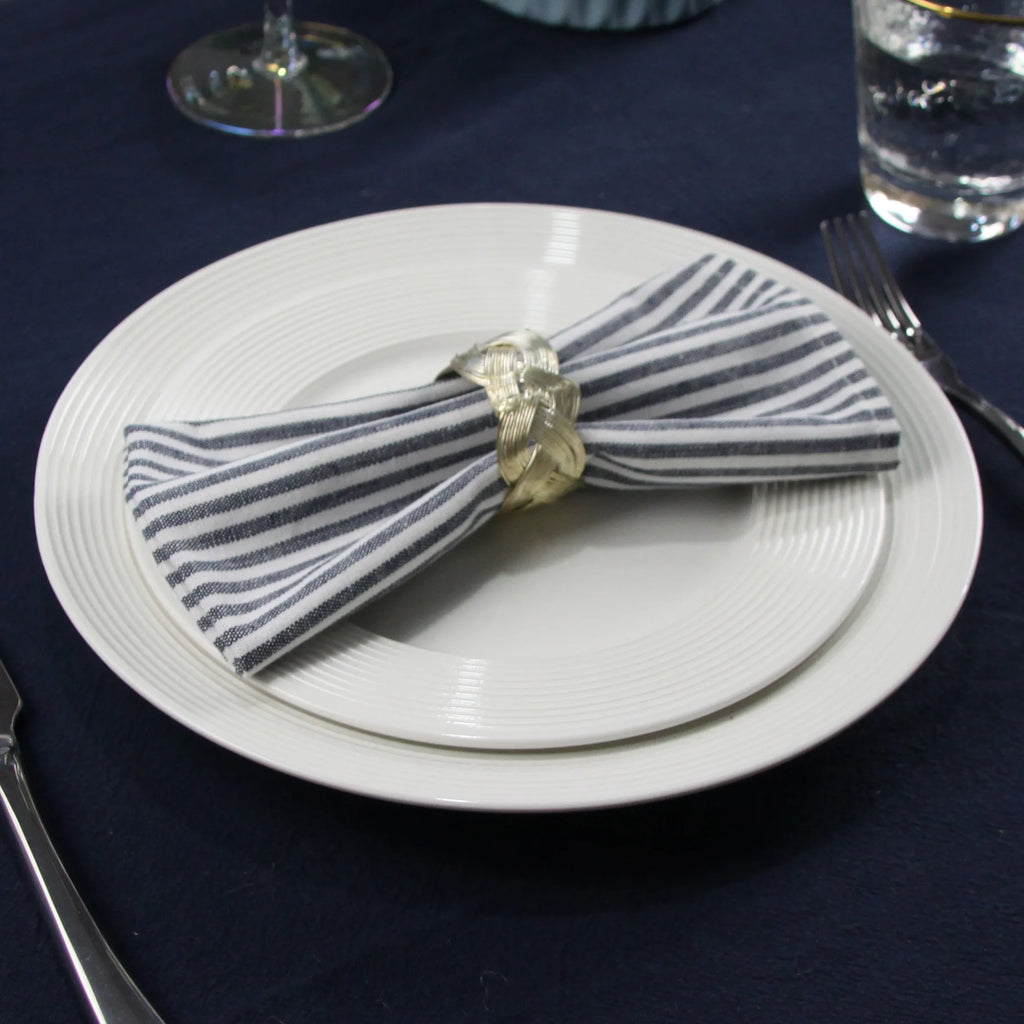 Plain Striped Linen Cotton Blended Dinner Cloth Napkins Placemats Tea Towels Set of 12 (40 x 30 cm) for Events & Home Use