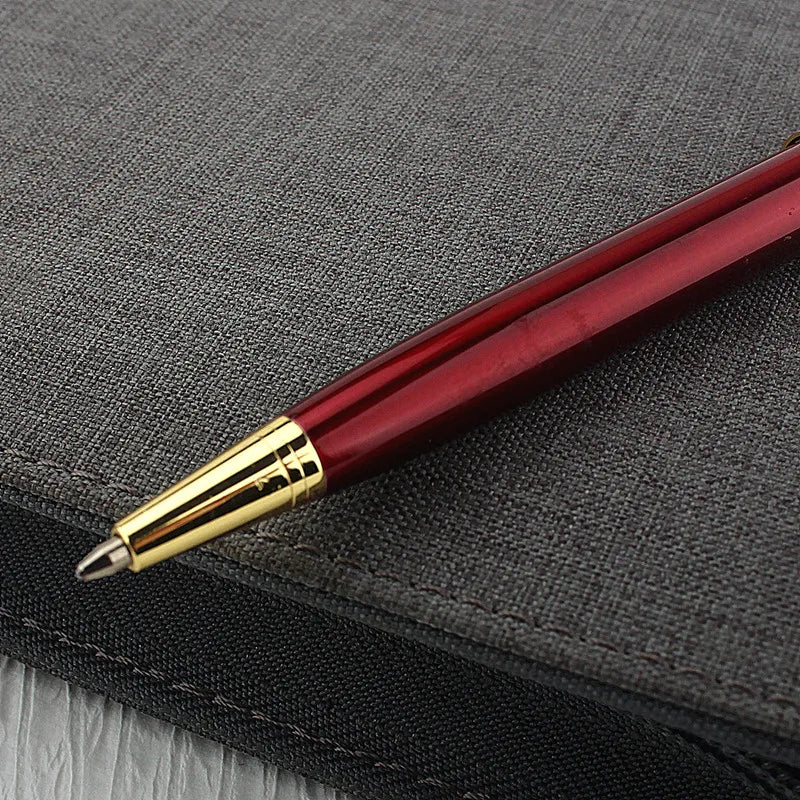 Luxury Metal Ballpoint Pen Stainless Steel Golden Trim Gift Writing Stationery Office School Supplies