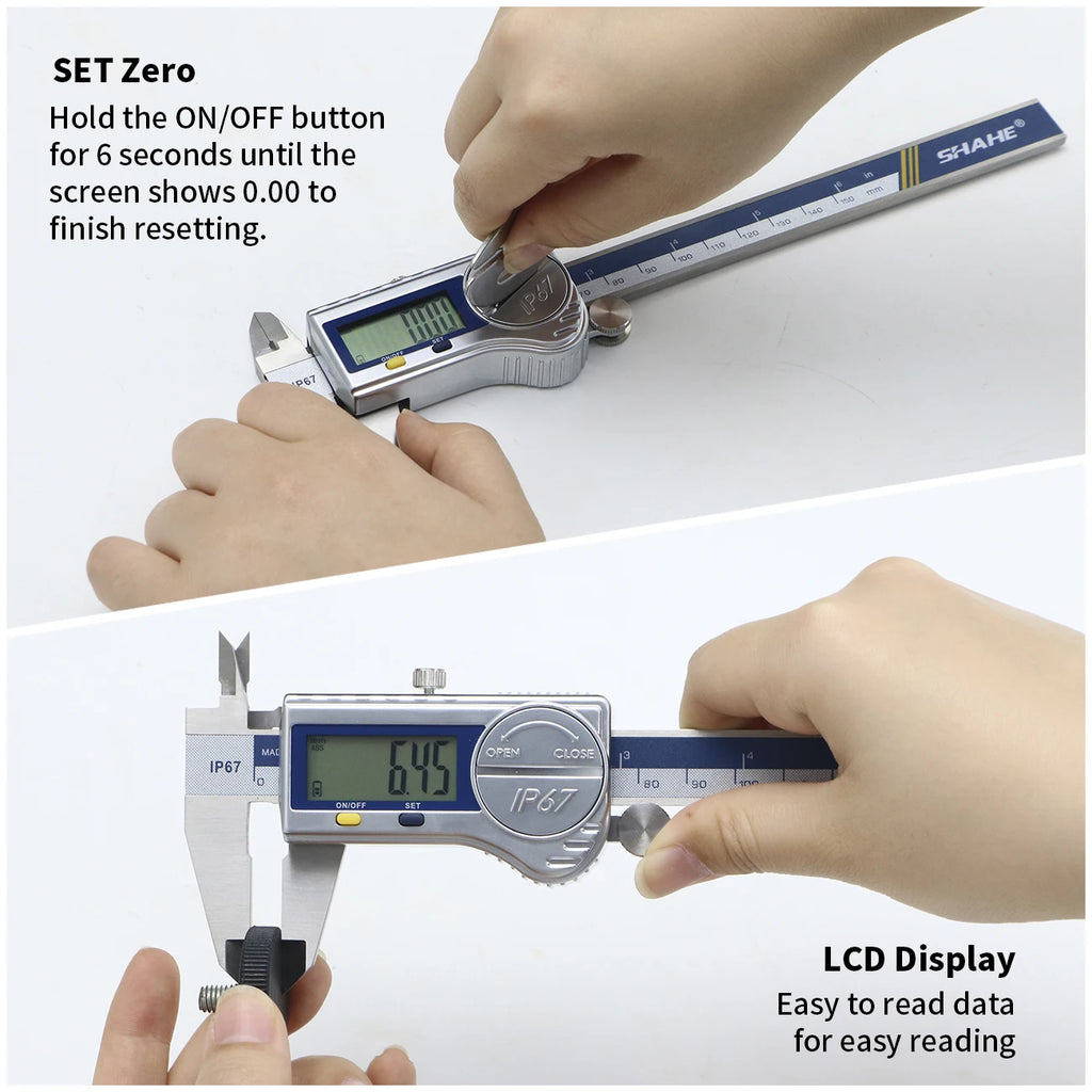 SHAHE Digital Caliper IP67 Coolant/Water/Dust Proof ,150/200/300mm Stainless Steel Digital Vernier Calipers Measuring Tool