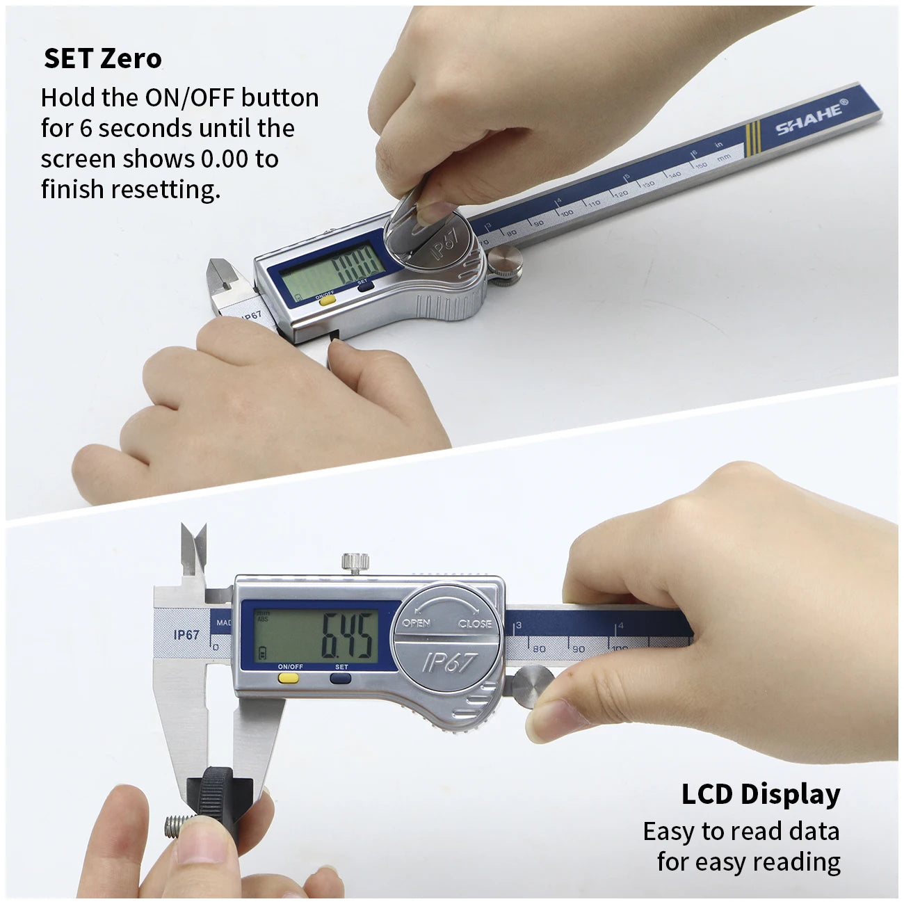 SHAHE Digital Caliper IP67 Coolant/Water/Dust Proof ,150/200/300mm Stainless Steel Digital Vernier Calipers Measuring Tool