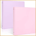 3 Ring Binder 2 Pack, 1 Inch Clear View Binders with 2 Interior Pockets, Round Ring Binder for Office & School Supplies, Pink and Purple