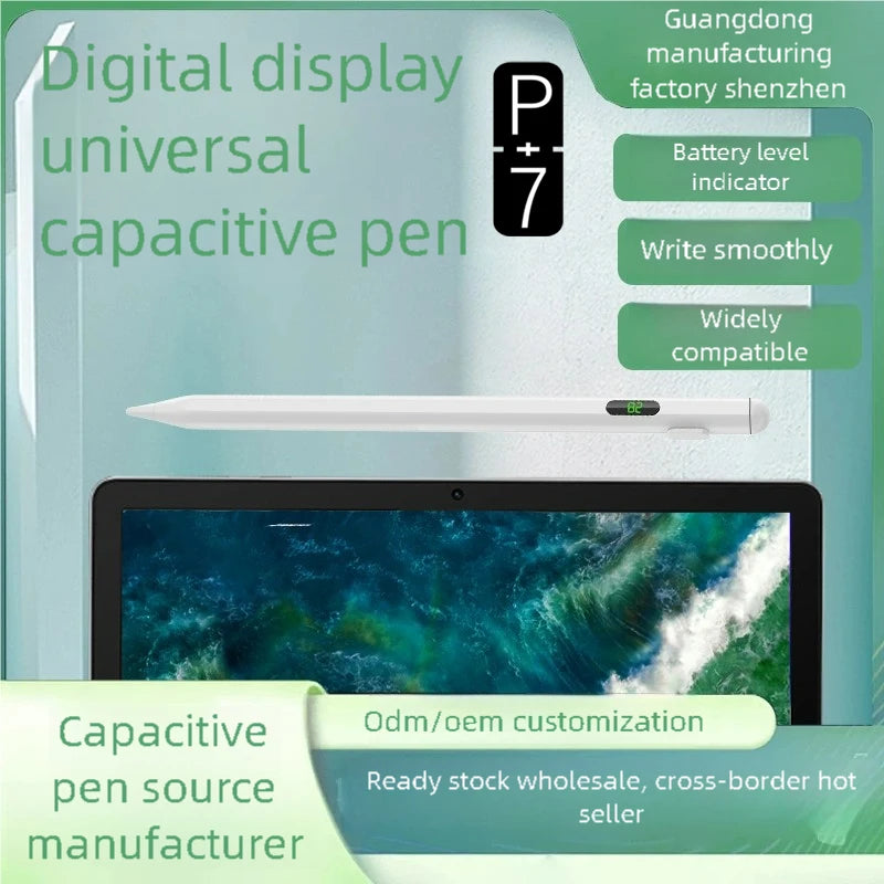P+7 Universal Stylus Battery Display Pen For Android IOS Screen Touch Pen For iPad Huawei Xiaomi Honor Tablet Stylu   Penci