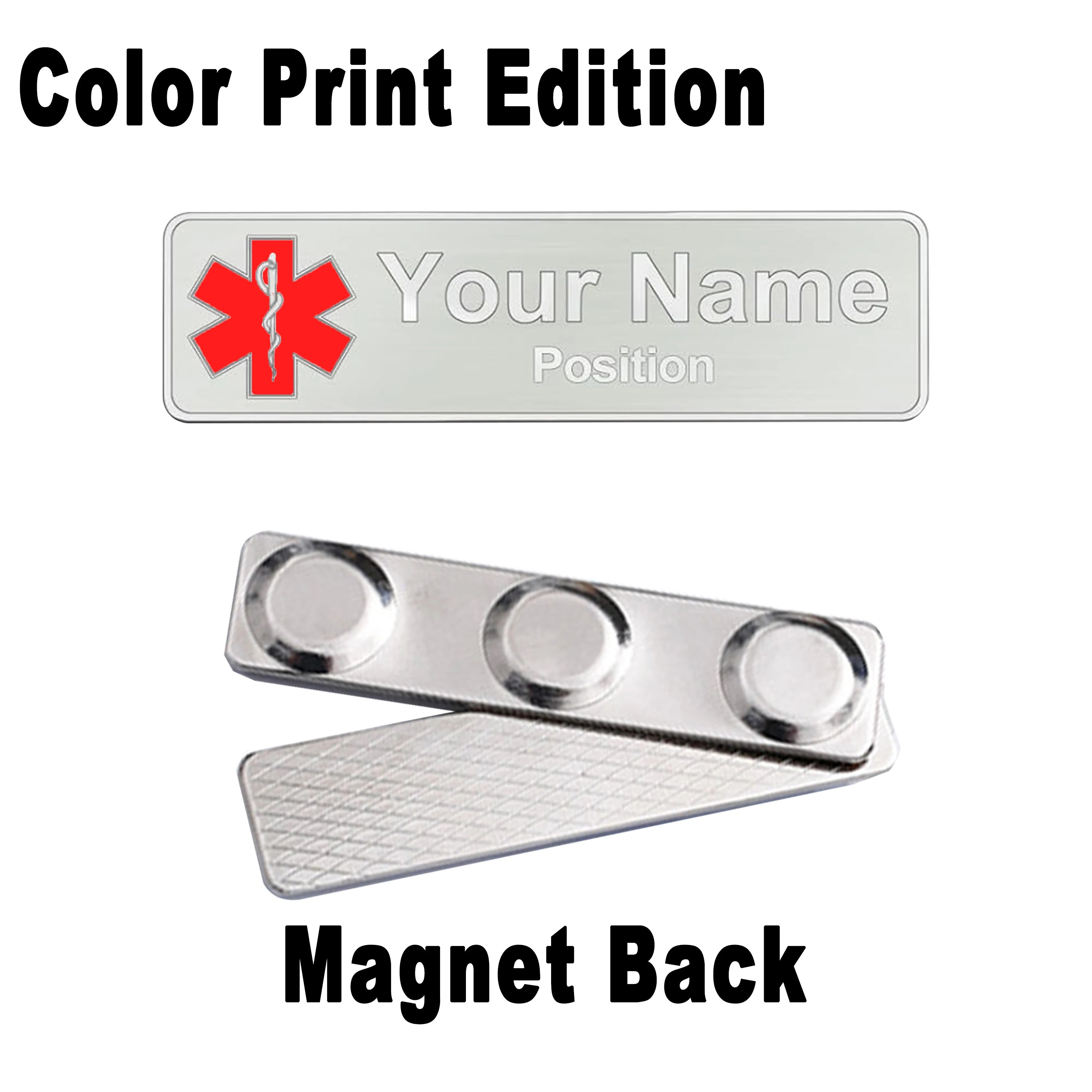 Custom Name Badge Engraved Personalized Name Plate Stainless Steel Custom Name Tag with Magnetic Pin Back Pin Clip