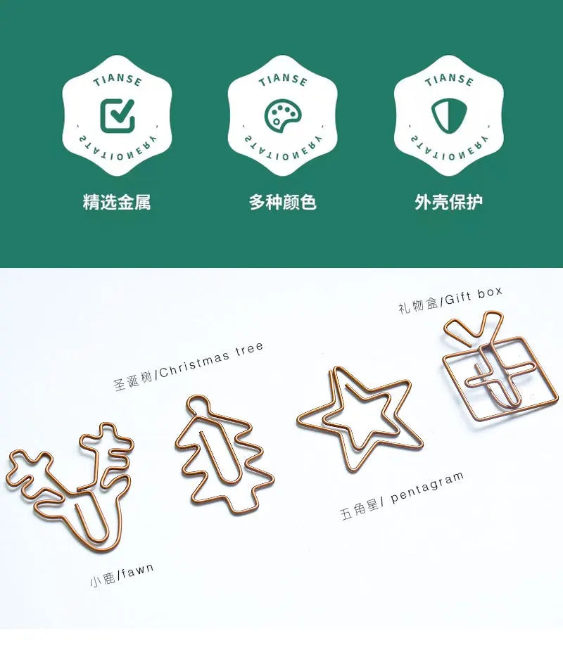20pcs Retro Metal Clips Mini Christmas Tree Paper Clip Bookmark Book Binding Notebook Decor Stationery School Binding Supplies