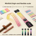 20cm/15cm Flexible Soft Ruler Gradient Rainbow Color Style Dual Unit Measurement in Cm and Inch  for Office Students School Use