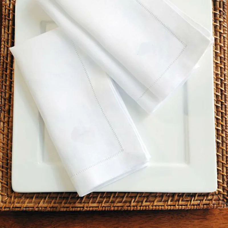 6 Pieces White Hemstitch Napkins Cocktail Napkin For Party Wedding Lace Napkin Table Cloth Linen Napkins Cotton Napkin