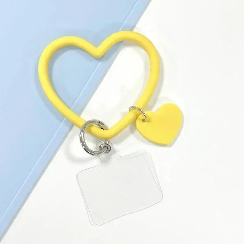 1Pc Silicone Heart Loop Cell Phone Hand XYu Wrist Strap With Key Chain Holder - Universal Mobile Straps For All Smartphones