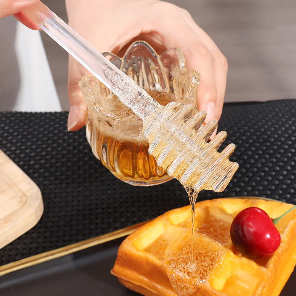1Pcs Honey Spoon Plastic Honey Dipper Stick Syrup Dispenser Spoon Jar Stick Kitchen Accessories Server Honey Cooking Tools