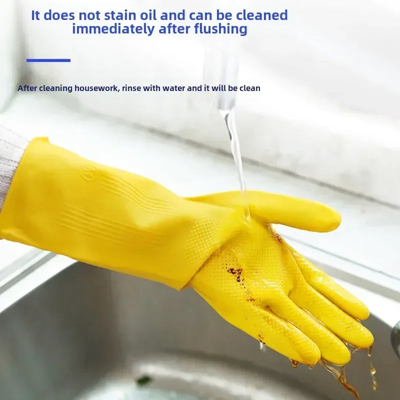 Natural Latex Gloves,Rubber,Household Kitchen Dishwashing And Laundry Car Wash,Thickened Acid And Alkali Resistant Latex Gloves