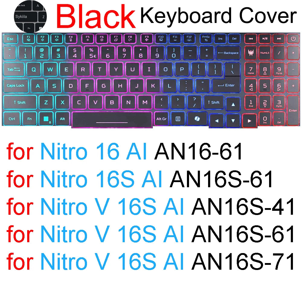 Keyboard Cover for Acer Nitro 16 16S 15 17 5 Spin 7 AN515 AN517 AN715 V AN16 AN14 ANV15 AN18 ANV16 Silicone Protector Skin Case