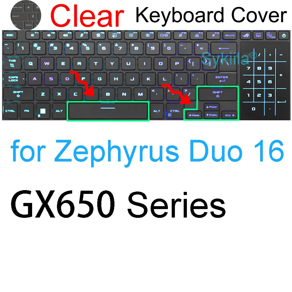 Keyboard Cover for ROG Zephyrus G14 G15 G16 M15 M16 S15 S17 G M S Duo GU605 GA605 GA503 GA403 Silicone Protector Skin Case