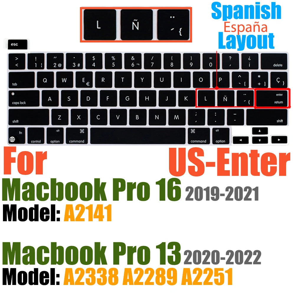 Compatible with MacBook Pro 13 Keyboard Cover A2289/A2338/A2251&MacBook Pro 16 Keyboard Cover A2141 Thin Protector for Touch Bar