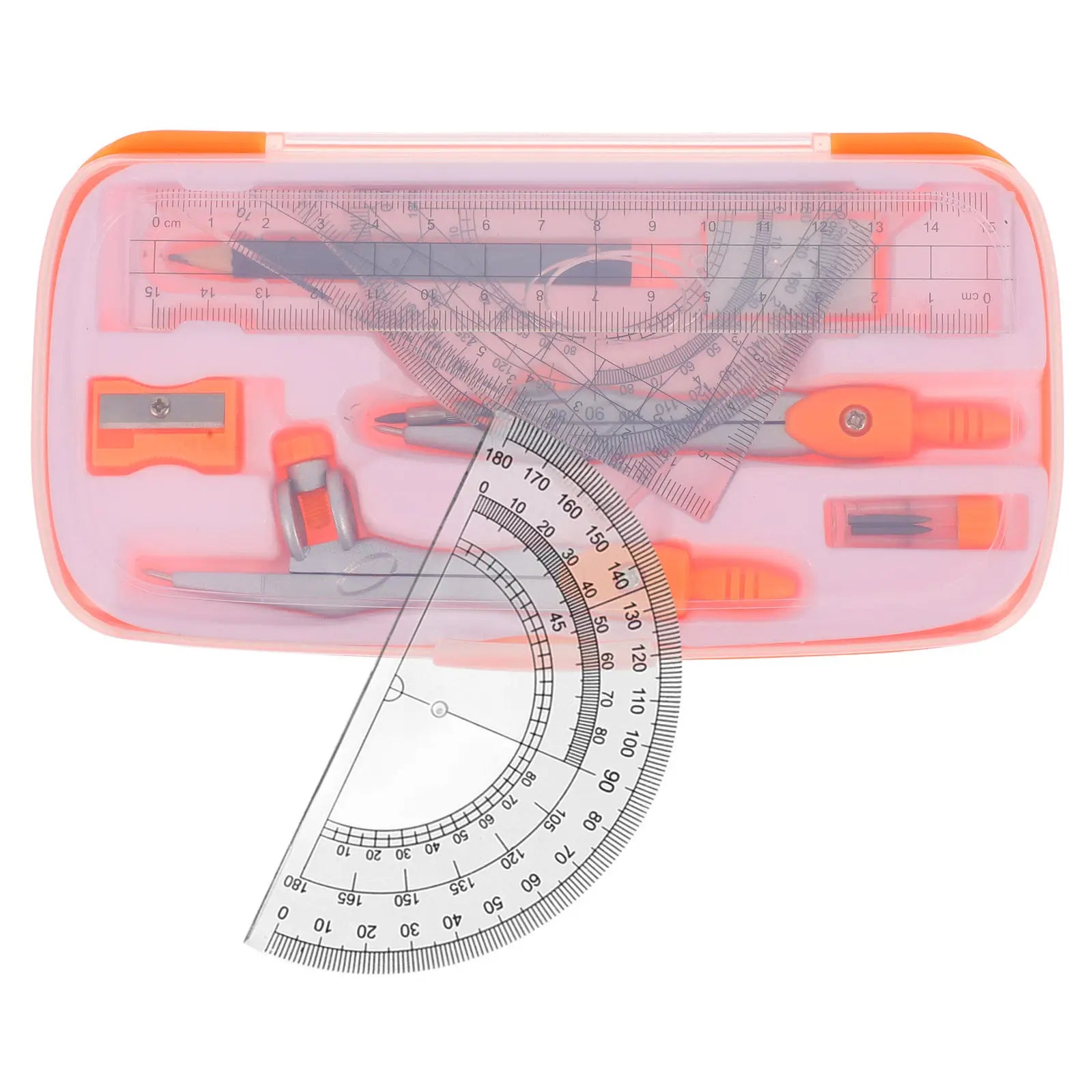 1Set Compass Protractor Ruler Set Plastic Alloy Drawing Kit for Students Math Class School Supplies Precision Measuring Tools