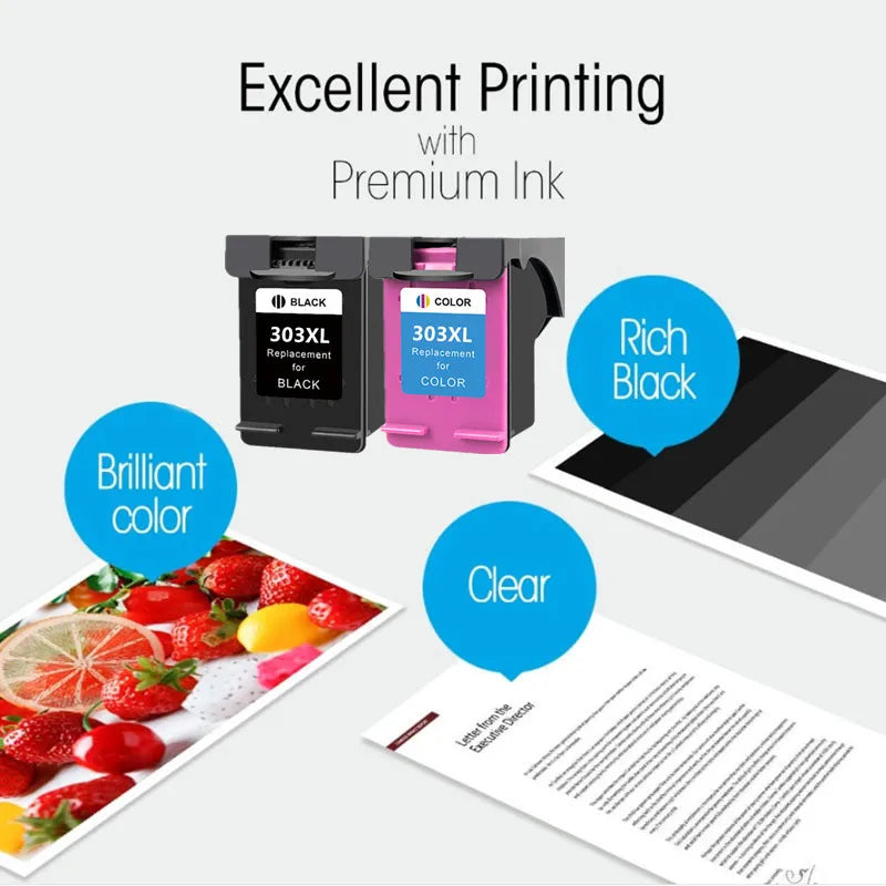 303XL Compatible Ink Cartridge for HP303 Replacement For HP 303 XL Envy Photo 6220 6230 6232 6234 7130 7134 7830 Printer
