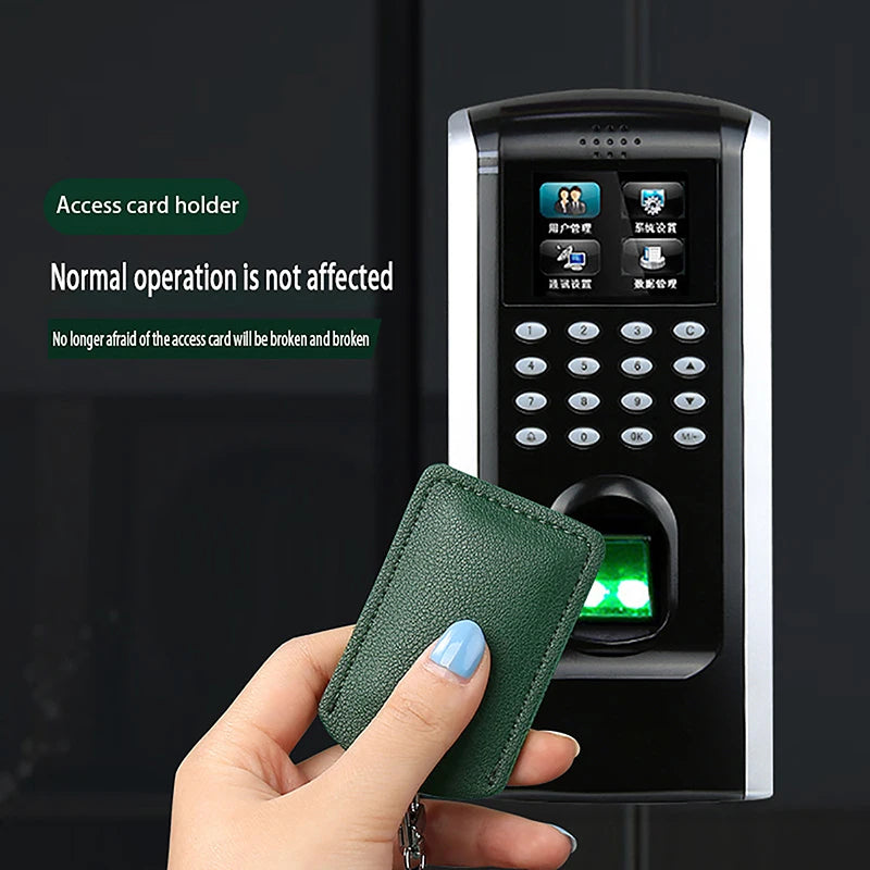 Access Card Case Leather Card Holder Keychain Key Ring Door Lock Access Tags ID Card Case Keychain Access Card Bag