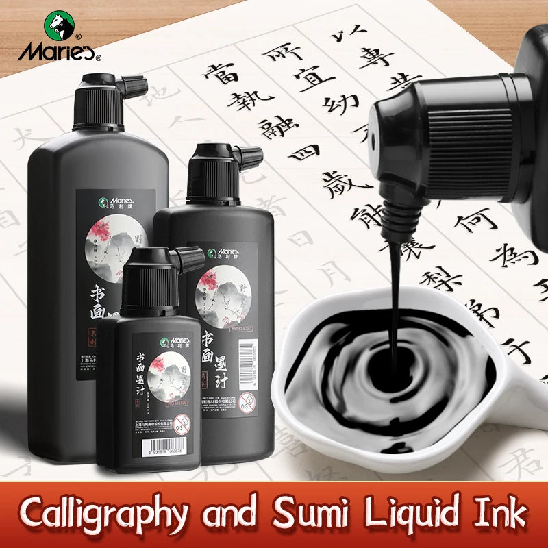 1pc 100g/250g/500g Marie's Calligraphy & Sumi Liquid Ink Bottle for Artists for Practice Chinese Traditional Art Works