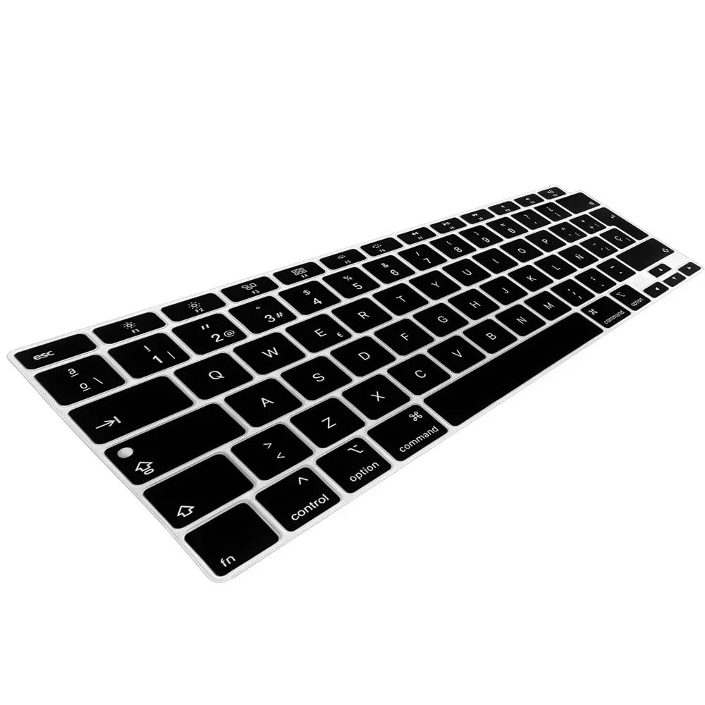 Keyboard Protective Film Silicone for 12-16' MacBook Air/Pro M1 M2 M3 Spanish Keyboard Cover Soft Protection Accessories Black