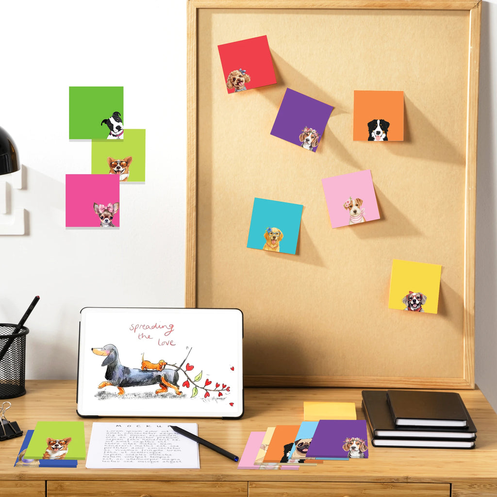 12/24pcs Cute Animals Sticky Notes Set, Refrigerator Memo Pads,Self-Stick Dog Cat Notes Pads for Home Office Gifts Supplies
