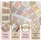 5 sheet/set Sticky Notes Bible Index Tabs Morandi Boho Theme Laminated Bible Tabs Studying Bible Index Memo Pads