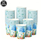 Sea Animal Theme Disposable Tableware Under The Sea Baby Shower Party Plates Napkins Cups Ocean Animals Birthday Party Supplies