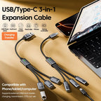 NNBILI 3 in 1 USB A/Type C Splitter HUB Expansion Cable Multi Port Expander Phone Charger  Adapter OTG Charging For Phone Table