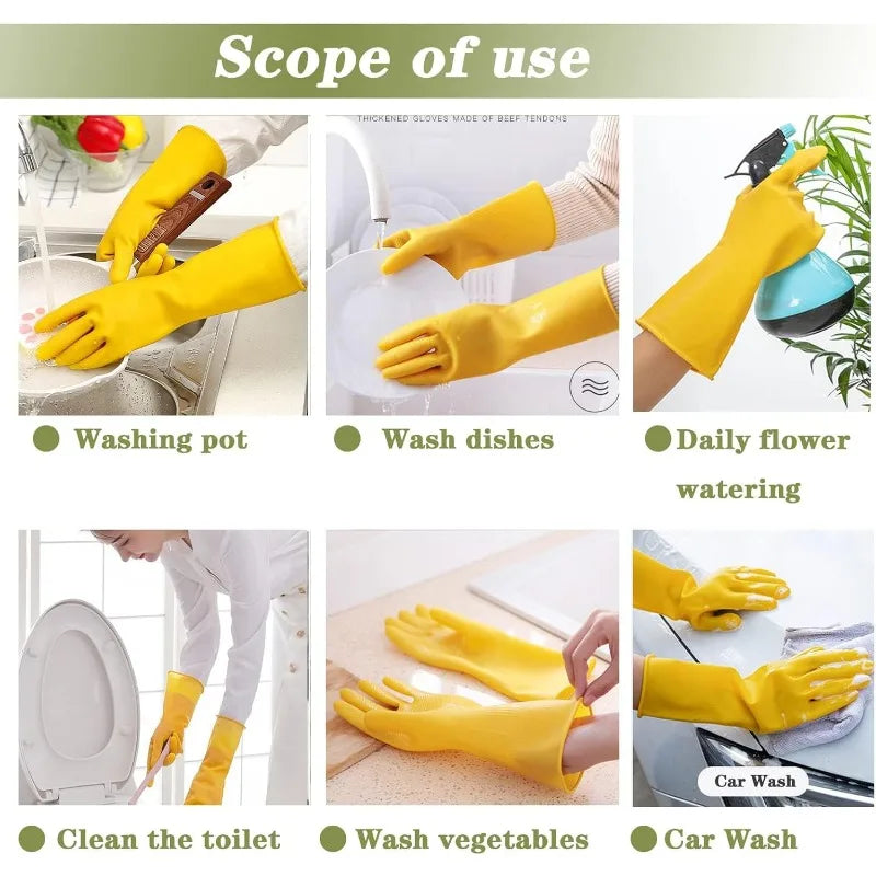3 Pairs for Kitchen Washing Bowl Washing Clothes Vegetable Cleaning Household Latex Dish Washing Gloves Women's Household