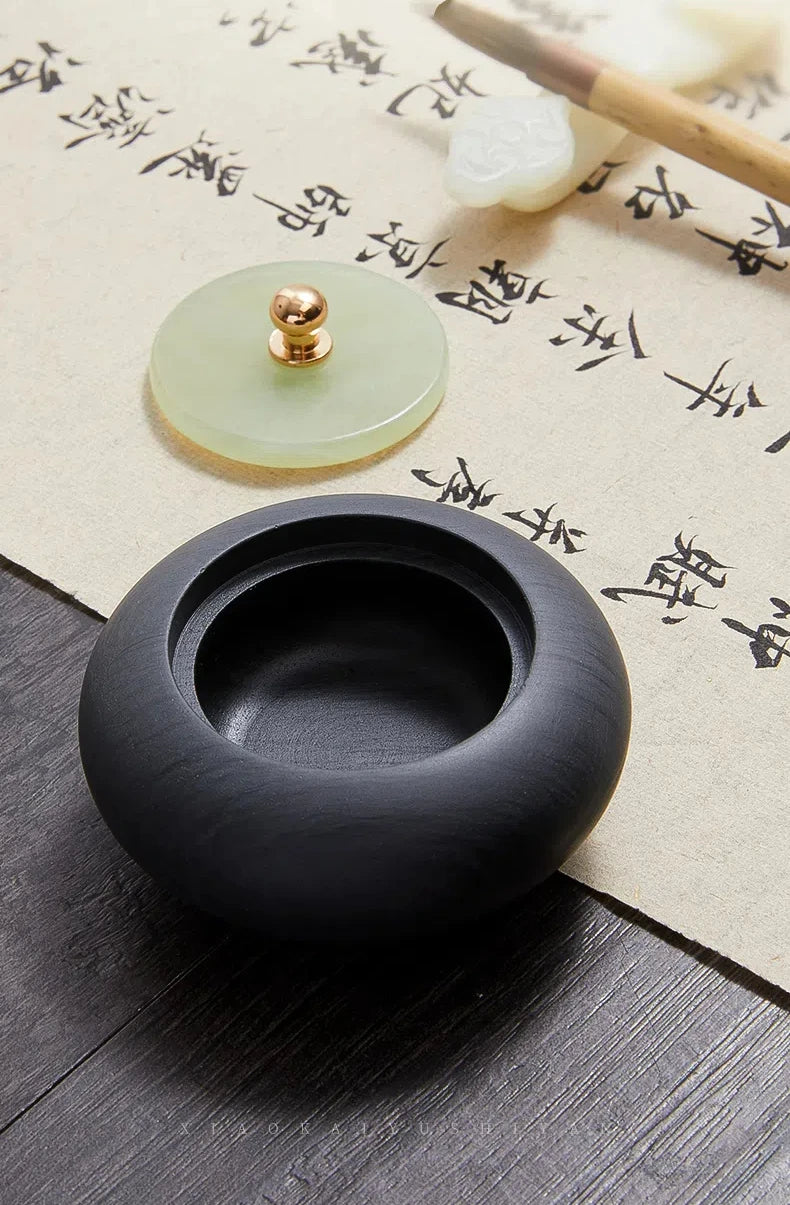 Small Natural Stone Inkstone Jade Mini Ink Stone Chinese Style Calligraphy Practice Inkstone Vintage Practical Ink Cartridge