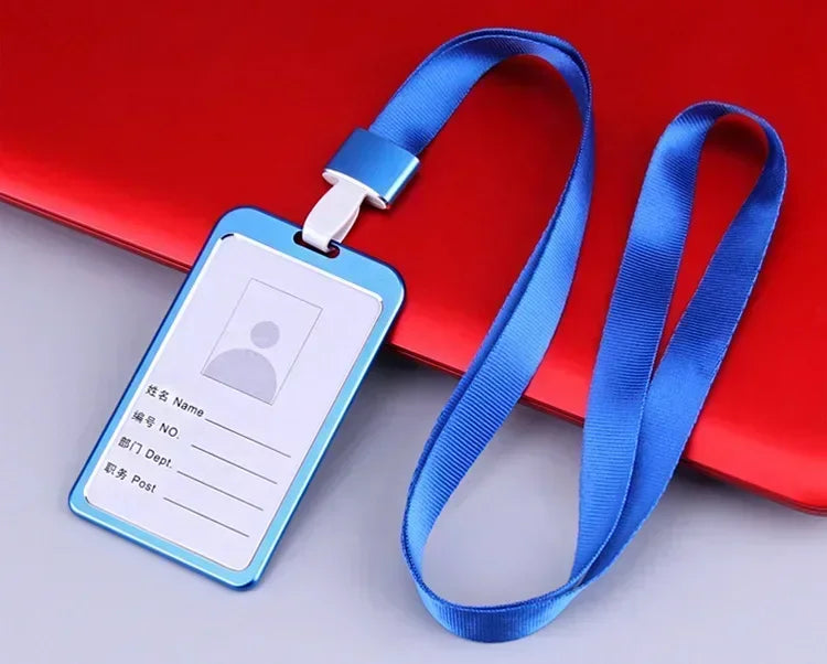 1 Pcs Aluminum Alloy Card Cover Case Bank Business Work Card Holder with ABS Retractable Badge Reel Credit ID Card Badge Bag