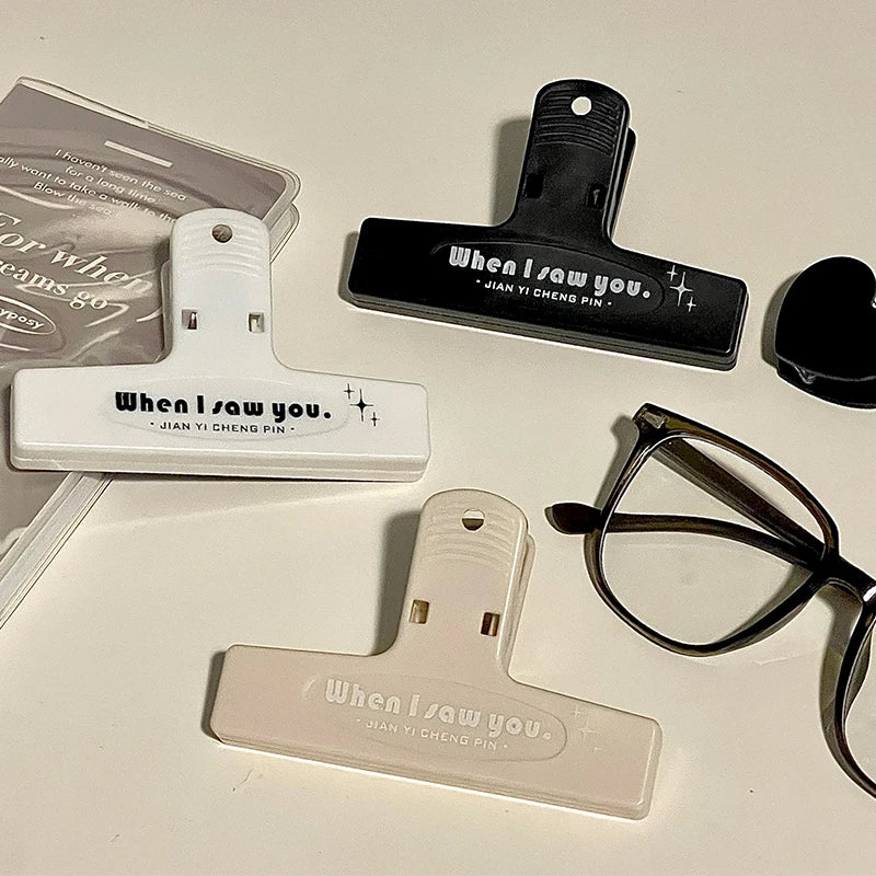 1pcs When I Saw You White Paper Clip Large Binder Clips Diary Page Marker Office School Binding Tools Bag Accessories A7871