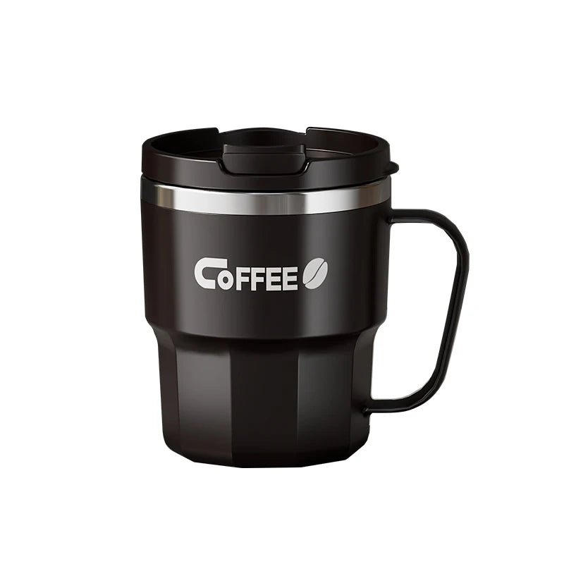 400ml Double Wall Insulated Coffee Mug 304 Stainless Steel Coffee Cup With Lid And Handle Reusable Water Cup