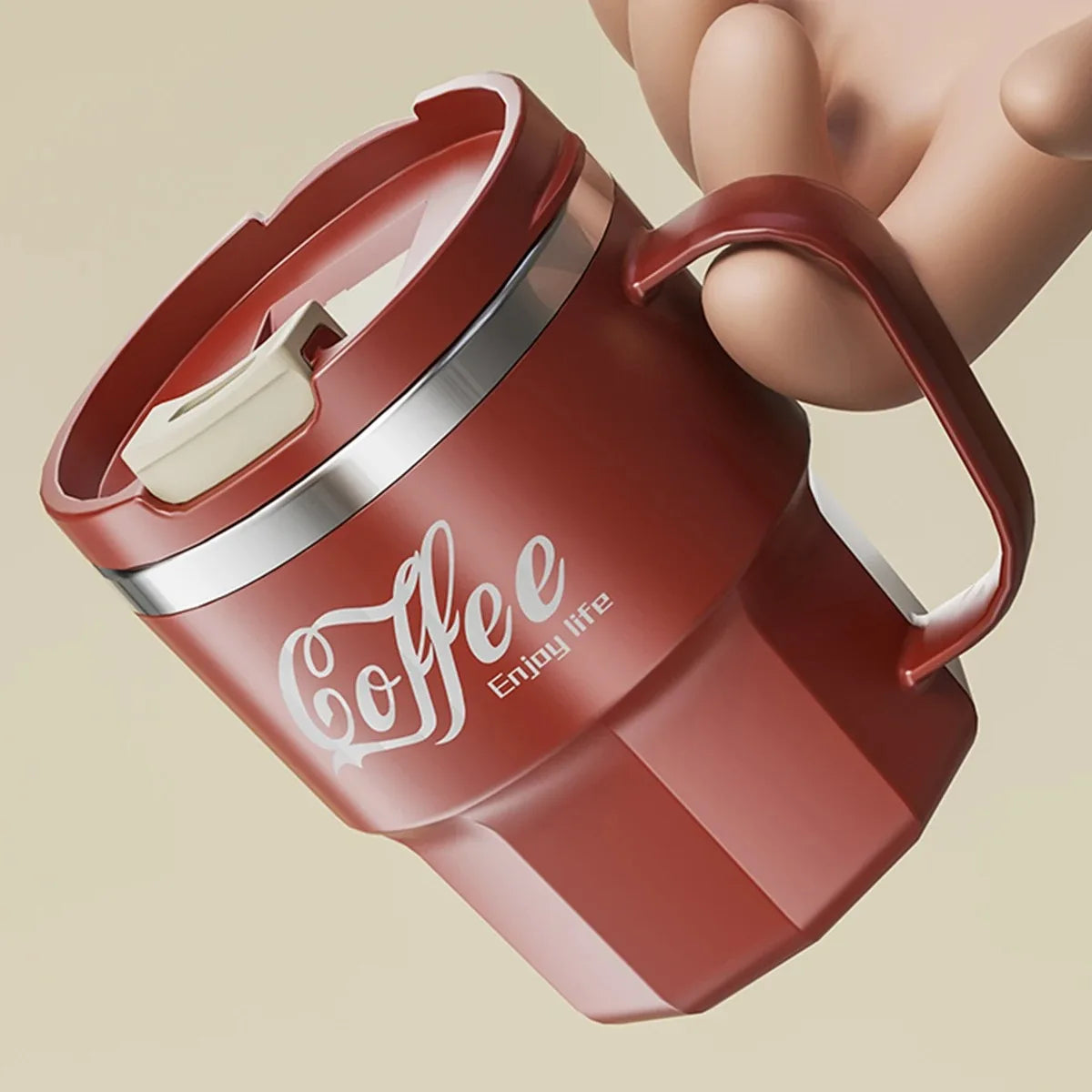 304 Stainless Steel Thermal Water Cup With Handle Portable Double Wall Insulated Mug Sealed Drinking Cup For Cold And Hot Drinks