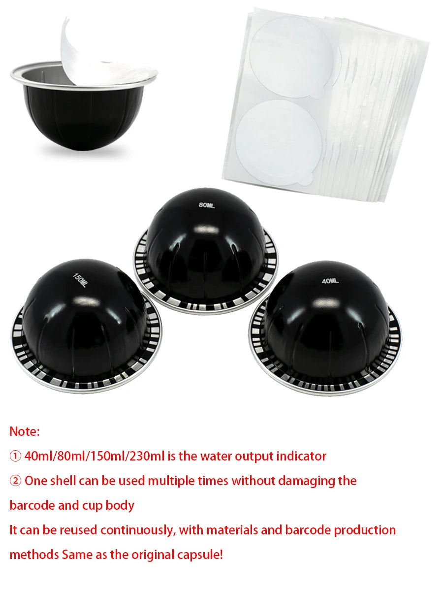 Reusable Aluminum Coffee Capsules Compatible with Nespresso Vertuo Machine - Durable Coffee Pod Shells for Espresso Lovers