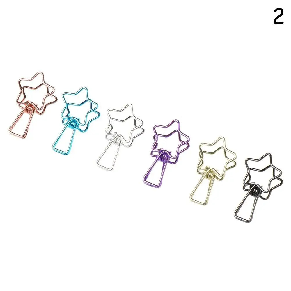 6PCs/Set Hollowed Out Design Metal Binder Clip Long Tail Office Hand Book Folder Paper Organizer Stationery Fish