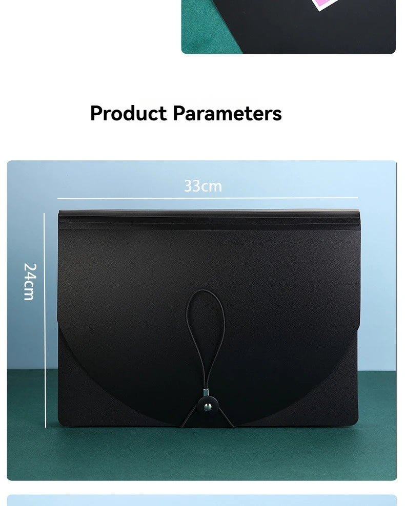 13/25/37 Grid Plastic Three Sided Sealed Hanging Rope Flip Organ Bag A4 Multi-Layer Folder Office File Storage PP File Bag
