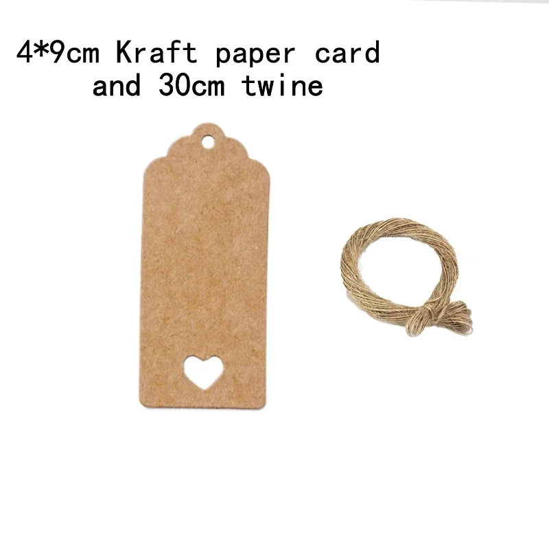 50PCS DIY Kraft Paper Tags Label Paper Price Tag Name Vintage Wedding Hanging Tag  Wrap Gift Wrapping Blank Label Crafts