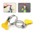 5 pcs 8-44mm Adjustable Yellow Plastic Handle Hand Twist Hose Clamps Worm Driving Stainless Steel Pipe Clips For Tube