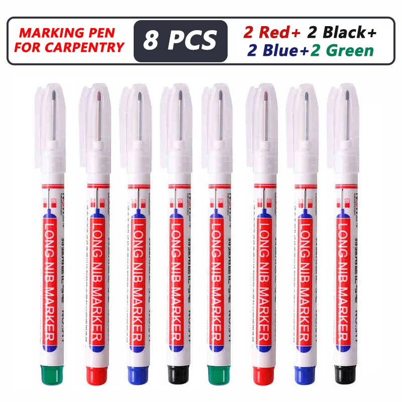 iLMH 4-40Pcs Deep Hole Long Nib Head Marker For Metal Perforating Pen Waterproof Bathroom Woodworking Decor Multi-Purpose Tool