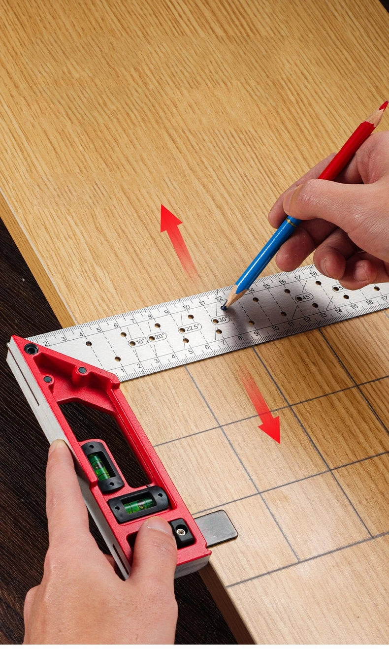 Quick-Positioning Angle Ruler Drawing Tool High-Precision L-Shaped Right Angle Ruler Stainless Steel Multi-Angle Measuring Ruler