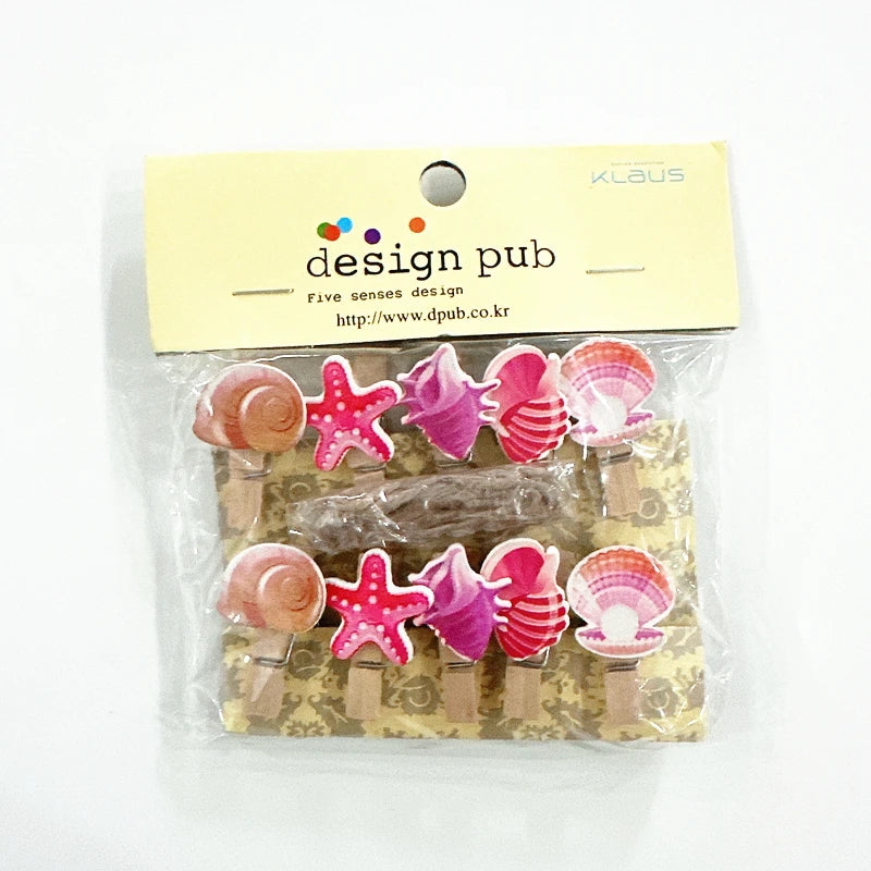 10 Pcs/Lot Creative Cartoon Animal Wooden Clip With Hemp Rope Photo Paper Clothespin Craft Clips Party Decoration Clip