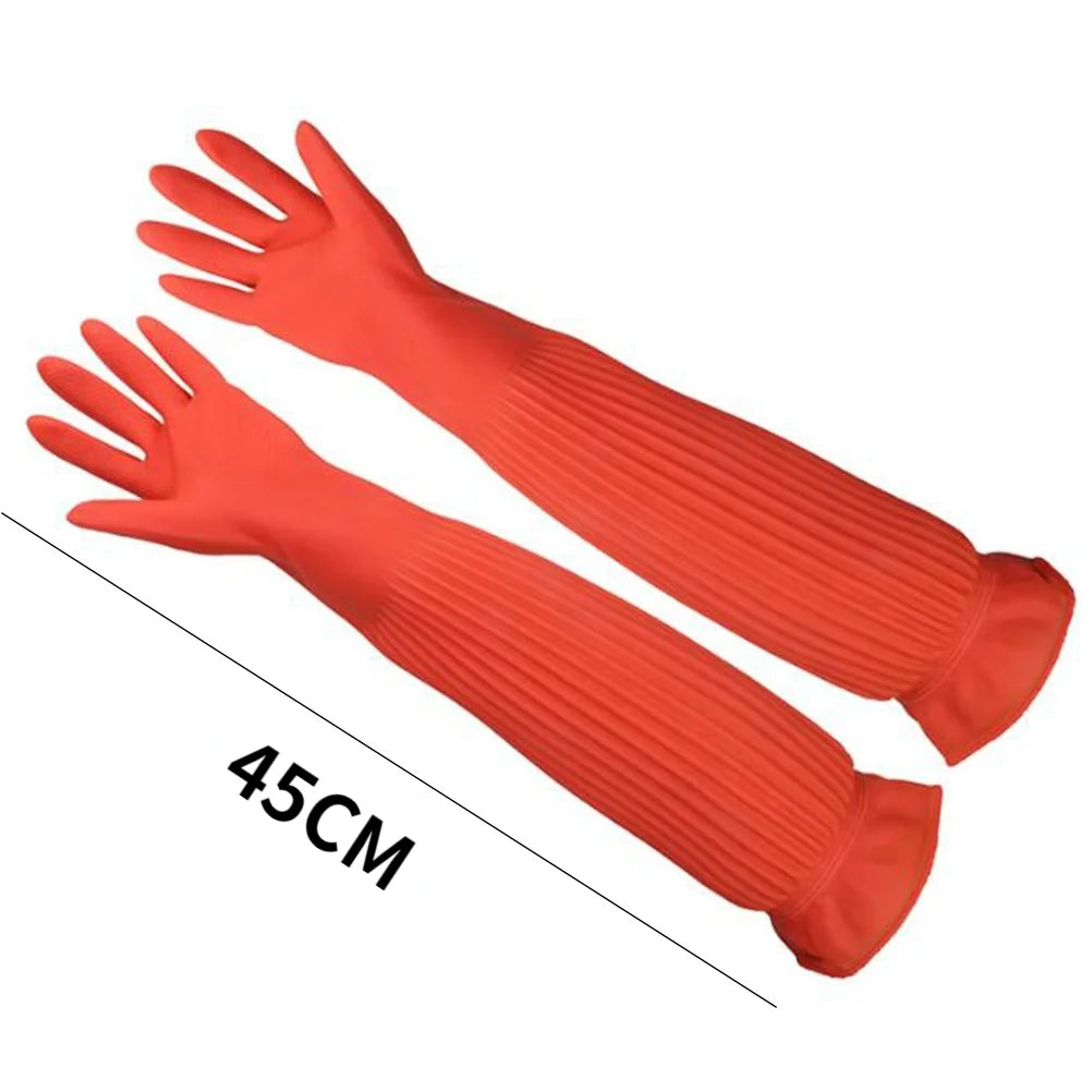 45/56cm Latex Long Gloves Aquarium Fish Tank Industrial Thick Protective Gauntlets Waterproof Rubber Latex Dishwashing Gloves