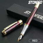 STONEGO 0.38mm Extra Fine Nib Fountain Pen, Black Metal Calligraphy Writing Gift Pen