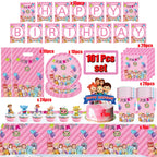 Cartoon Family Theme Birthday Party Decoration Disposable Set Tableware Plate Napkins Tablecloth For Kid Shower Supplies Puzzle