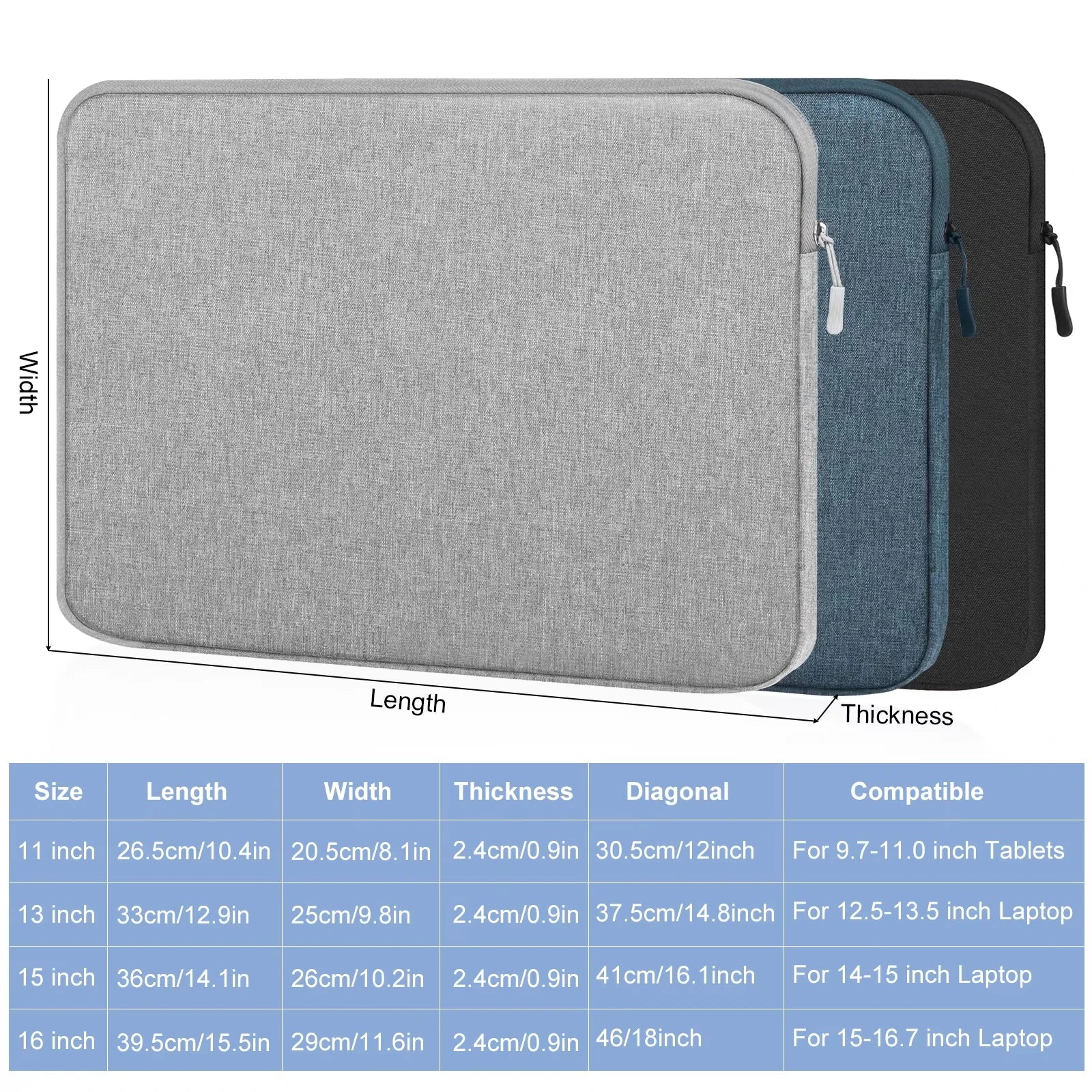 HAWEEL 11 13 15 16 inch Laptop Sleeve Case Notebook Case Tablet Sleeve Zipper Carrying Bag For Macbook Air Pro Pouch Skin Cover